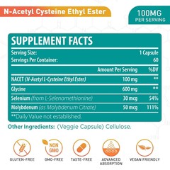 N-acetylcysteine Ethyl Ester NAC – Capsules Containing 600mg Glycine