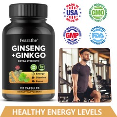 Korean Panax Ginseng 1650mg w/ Ginkgo Biloba for Memory Focus Energy Stamina