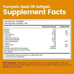 Natural Pumpkin Seed Oil & Saw Palmetto Softgels 1000mg High Potency / Prostate