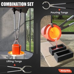 Nelyrho 4.5kg/9.9lbs Crucible Tongs Set for Metal Melting and Casting | Tongs…