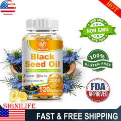 Black Seed Oil Capsules 2000mg 120 Count Softgels -Premium Cold Pressed Non-GMO