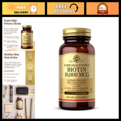 High-Potency Biotin 10,000 mcg – 120 Non-GMO Vegetable Capsules for Hair & Skin