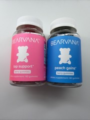 BEARVANA Top + Peach Support Gummies Combo, Berry Flavor, 2-Pack 120 Gummies