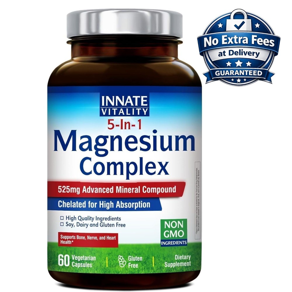 5 in 1 Chelated Magnesium Complex Glycinate Malate Citrate 60 Capsules
