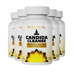 5-Pack Pure Peak Candida Cleanse – Boost Gut & Colon Health – 300 Capsules