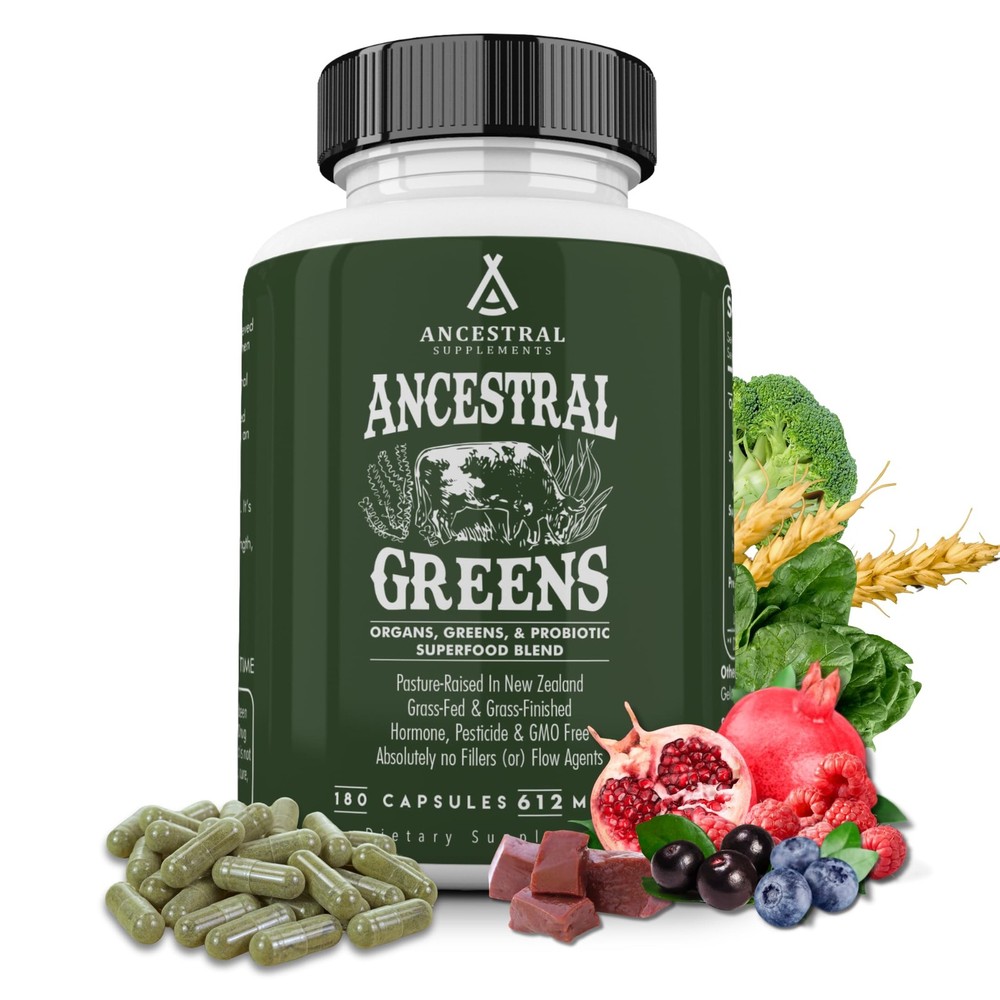 Ancestral Supplements Greens Powder Capsules, Organic Superfood Greens & Reds…