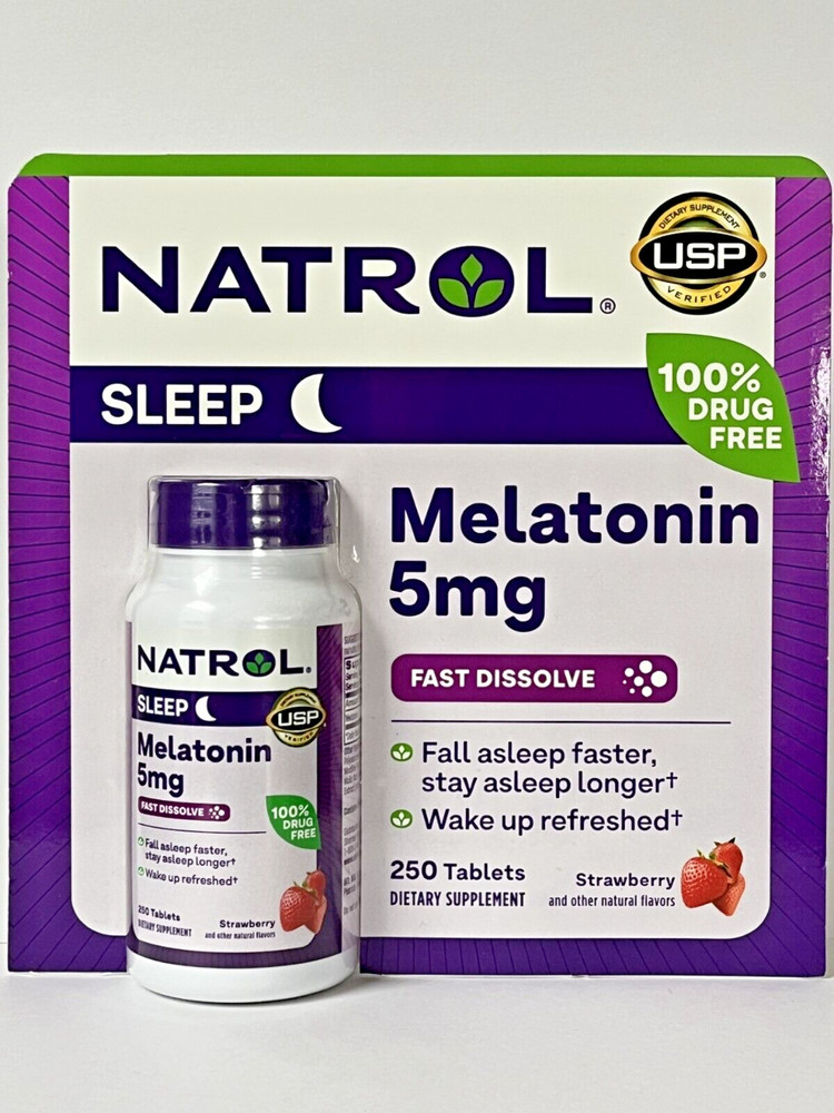 Natrol Melatonin 5 mg Sleep Aid 250 Fast Dissolve Tablets (Strawberry Flavor)