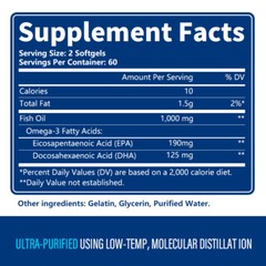 Omega 3 Fish Oil Capsules 3x Strength EPA DHA Highest Potency 120 Pills