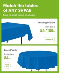 Pureegg Plastic Table Cloth Disposable 6 Pack, 84” Round Table Cloths, Gradu…