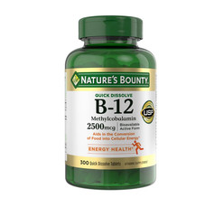 Nature’s Bounty B-12 Methylcobalamin 2500 mcg Quick Dissolve | 300 Tablets