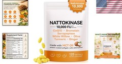 120 Softgels of Nattokinase 10,000 FU with MCT Oil – Ultra Absorption Formula
