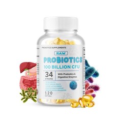 Raw Probiotics 100 Billion CFU Potency Digestive Immune Health 120 Capsules USA