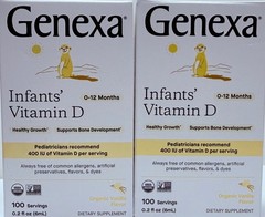 2 – Genexa Infants Vitamin D 400 IU 100 Servings 0.2 fl oz each 9/2027 FRESH!