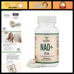 NAD+ 500mg Capsules – Energy Boost, Healthy Aging, 95% Pure, Vegan, Non-GMO, 60