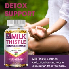 120 Liver Cleanse Detox Capsules Milk Thistle Extracts Silymarin, Dandelion