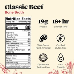Grass Fed Beef Bone Broth 6 Pack Keto Paleo Whole 30 Protein Collagen