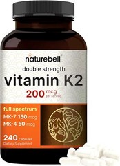 Suplemento De Vitamina K2 De Espectro Completo Con Mk-7 Y Mk-4, 200 Mcg, 240 Ca