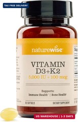 Vitamin D3 5000IU + K2 (MK7) 100mcg with Organic Extra Virgin Coconut