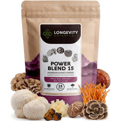 Longevity Botanicals Power 15 Mushroom Blend Powder Supplement Extract 100G
