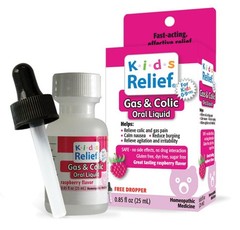 Kids Relief Gas & Colic, Natural Oral Liquid Formula with Dropper, Raspberry …