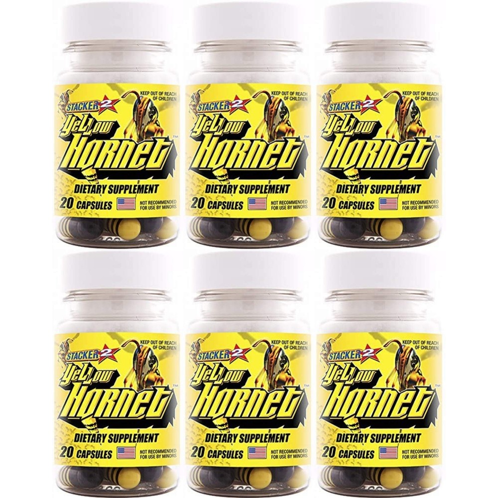 Yellow Hornet Nutritional Supplement 20 Count Pack of 6 Energy Booster Pills