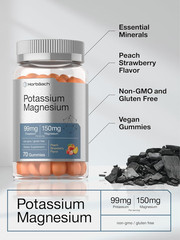 Potassium Magnesium Gummies 70ct | Peach Strawberry | Vegan Non-GMO Gluten Free