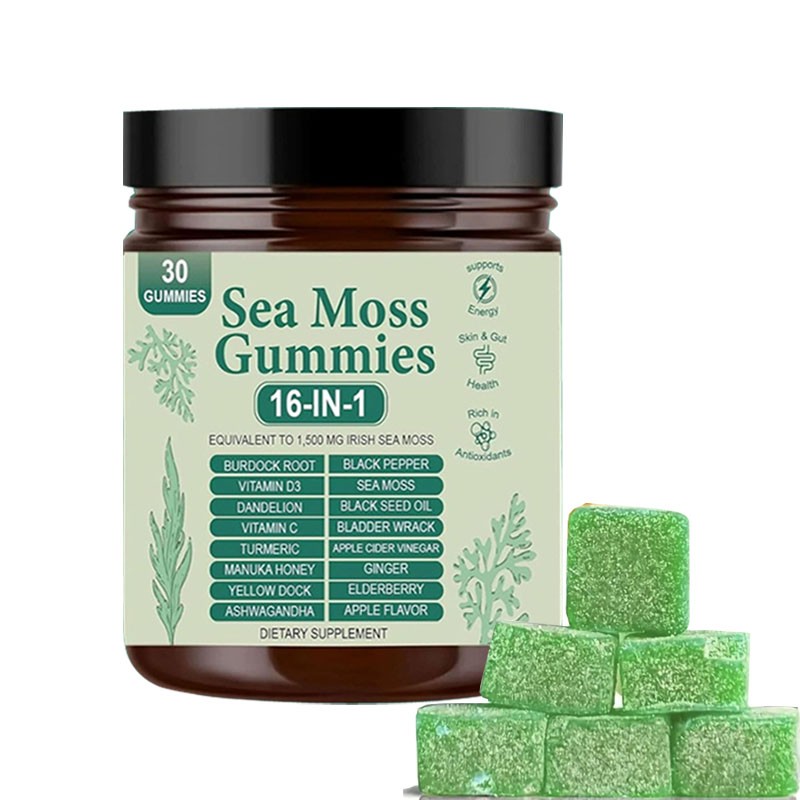 1 Sea 16 Organic Moss Gummy | Irishmoss Extract 6000Mg | Apple Green Flavor in