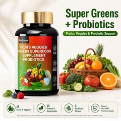 Fruits and Veggies, Probiotic Vitamins Supplements Dietary Nutritional -120 Caps