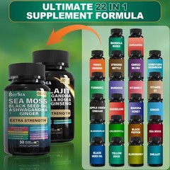 Shilajit & Sea Moss Bundle – Black Seed Oil, Ashwagandha, Ginger, Rhodiola – 180