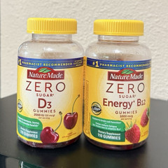 Nature Made Zero Sugar D3 2000 IU + Energy B12 1000 mcg Cherry Gummies 110 ct