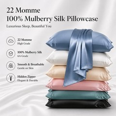 100% Mulberry Silk Pillowcase for Hair and Skin, USA, Real 22 Momme Silk Pill…