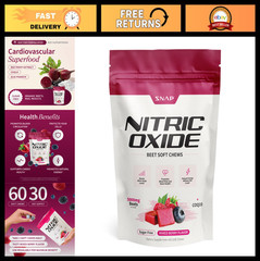 Beet Root Nitric Oxide Supplements for Energy & Heart Health – 60 Soft Chews
