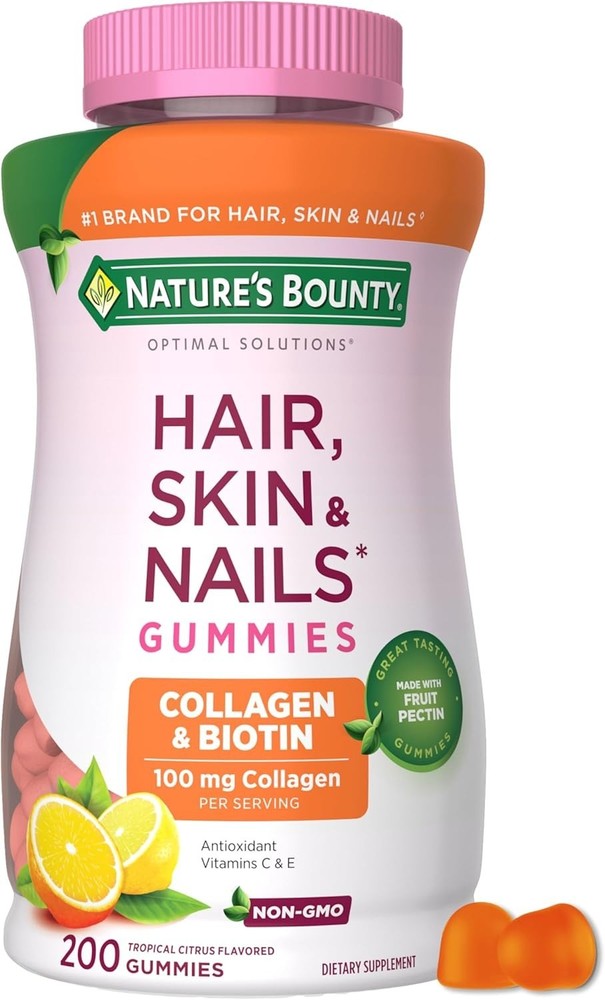 Nature’s Bounty Hair Skin & Nails Collagen Pectin Gummies 200 ct Tropical Citrus