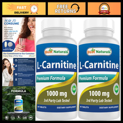 L-Carnitine 1000mg – 120 Tablets (60 Count x 2) – Fat Burner & Energy Booster