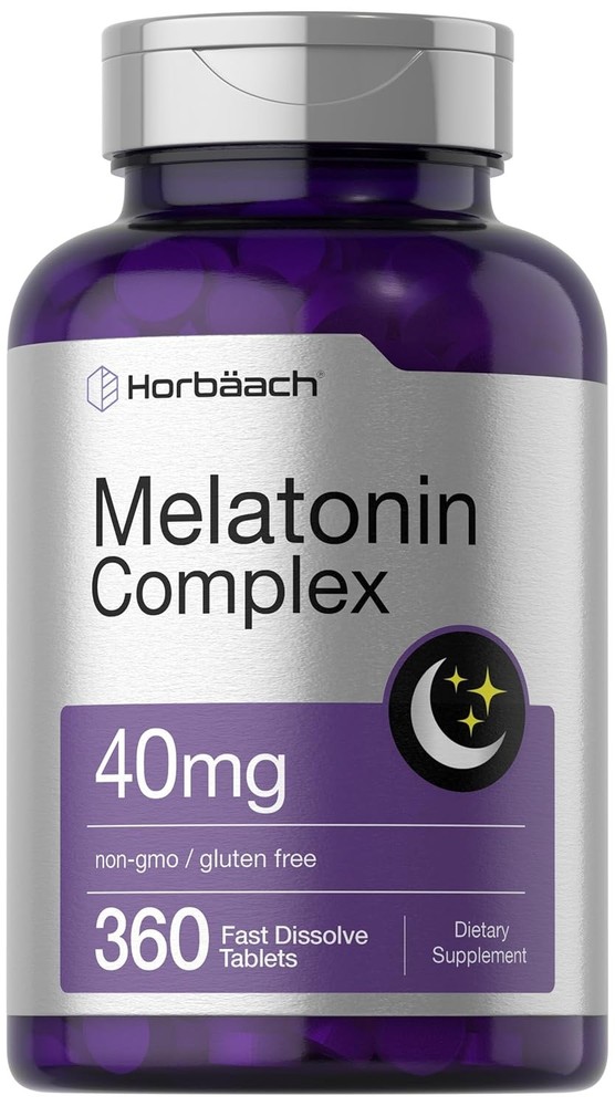 Horbäach Melatonin 40mg Complex | 360 Fast Dissolve Tablets | Adult Extra Streng