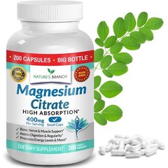 Magnesium Citrate 400mg – 200 Capsules – High Potency for Sleep, Leg Cramps