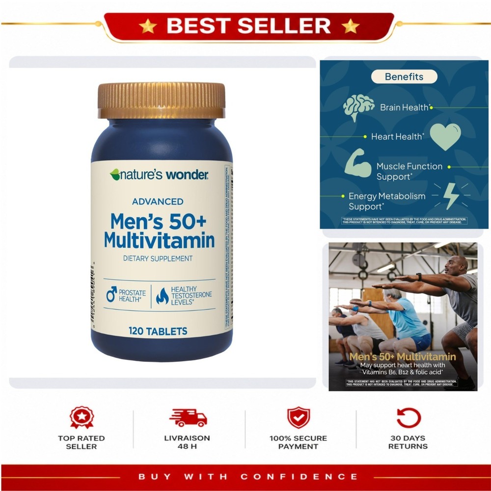 Nature’s Wonder Men’s 50+ Multivitamin Vitamin D3 120 Tablets