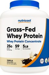 Nutricost Grass-Fed Whey Protein Concentrate (Vanilla) 5LBS