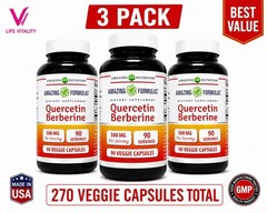Quercetin Berberine 500mg 3 Pack 270 Veggie Capsules Antioxidant Supplement