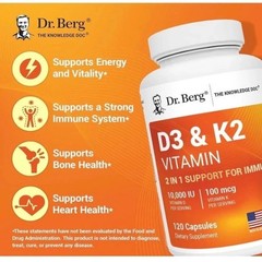 (4 Pack) Dr. Berg’s Nutritionals 100mg Vitamine D3 and K2 Dietary Supplement