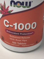 Now Foods C-1000 with Rose Hips 100 Tablets, Exp 01/2025