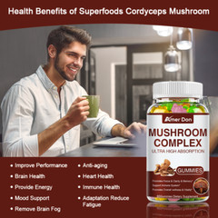 Organic Lion’s Mane Mushroom Supplement (10000 mg) 10x Mushroom Complex Gummies