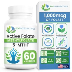 EcoIntegratives Active Folate Methylfolate 5-MTHF – Methylated Folate 1000 mc…