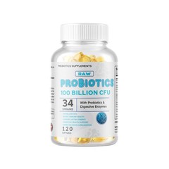 Raw Probiotics 100 Billion CFU Potency Digestive Immune Health 120 Capsules USA