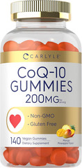 Coq10 Gummies 200 Mg 140 Count Mango Pineapple Flavor Vegan, Non-Gmo, Gluten Fre