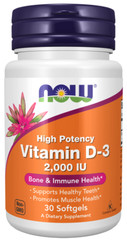 NOW Foods Vitamin D-3 2000 IU 30 Softgels