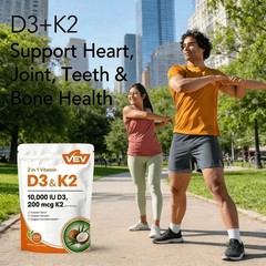 VEV Vitamin D3 + K2 Complex Virgin with Coconut Oil | Daily Immune & Bone Health