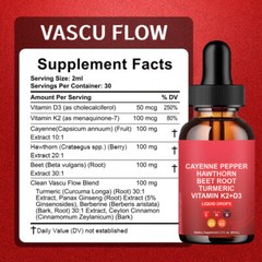 Cayenne Pepper Hawthorn Beet Root Turmeric Vitamin K2+D3 Drops Supplements 60ml