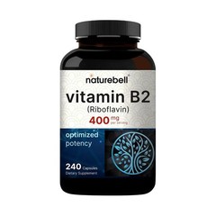 NatureBell Vitamin B2 Riboflavin 400mg 240 Capsules Energy – 120 Servings