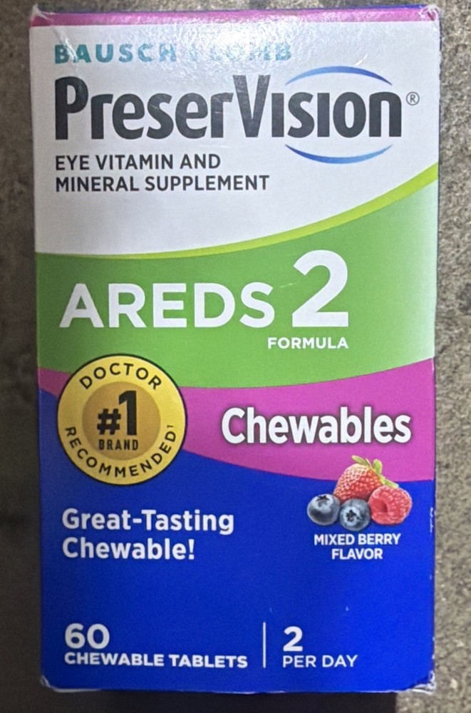 Bausch + Lomb PreserVision Areds 2 Chewables 60 Chewable Tablets Exp 08/2026